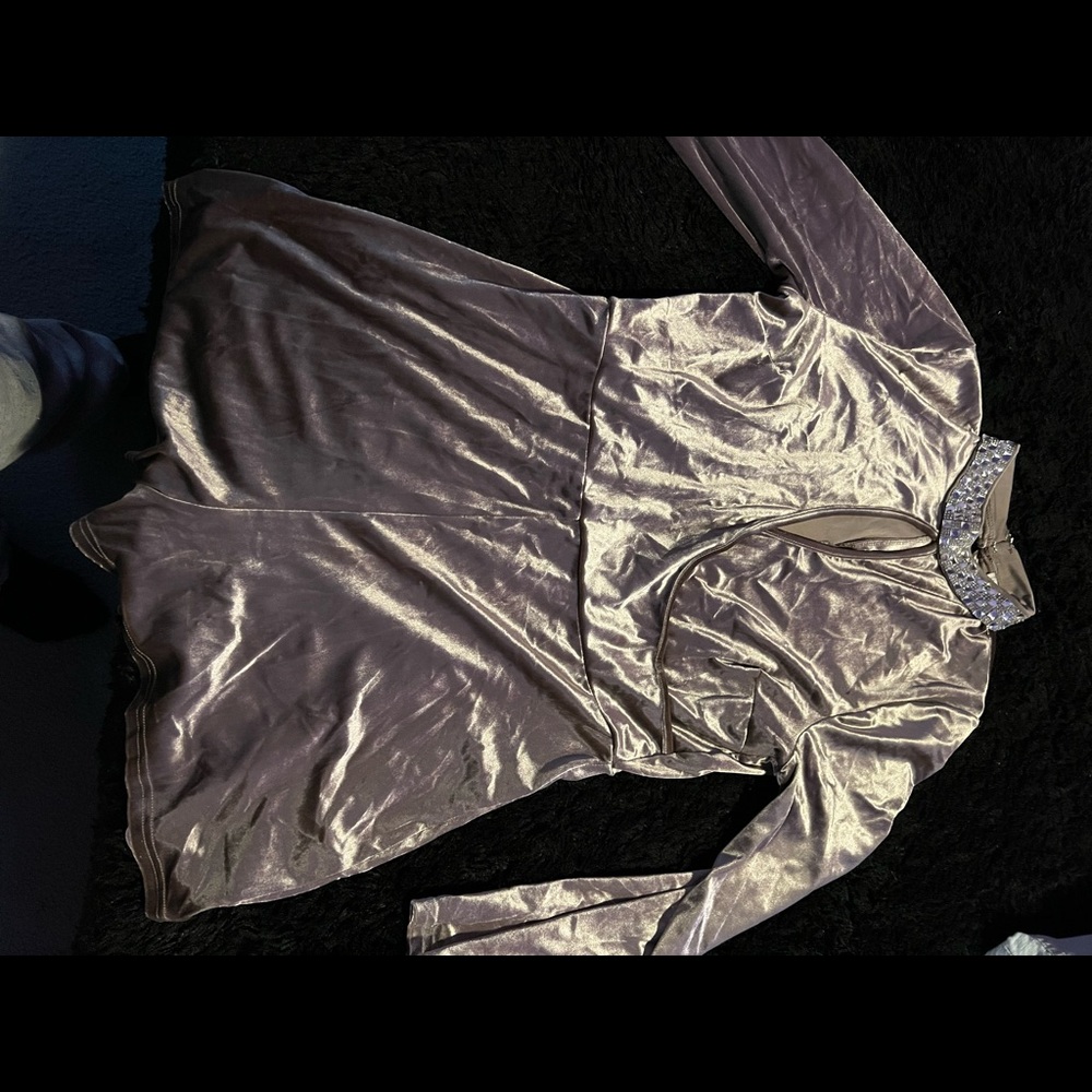 Velvet Romper with beaded high neck collar. Size xl.